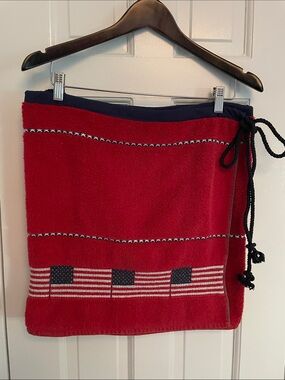 Americana Women's Red White and Blue Towel Mini Wrap Skirt with Rope Side Tie